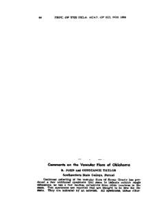 Comments on the Vascular Flora of Oklahoma