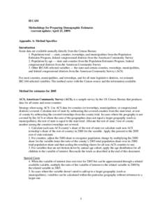 IECAM Methodology for Preparing Demographic Estimates (current update: April 23, 2009) Appendix A: Method Specifics Introduction