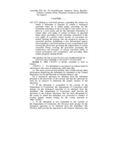 Assembly Bill No. 55–Assemblymen Anderson, Parks, Buckley, Claborn, Conklin, Horne, Manendo, Oceguera and Williams (by request) CHAPTER[removed]AN ACT relating to convicted persons; expanding the crimes for which a d