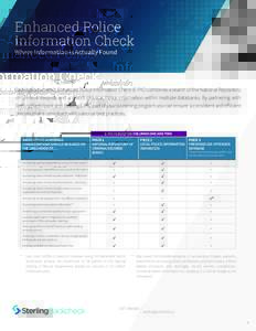 Enhanced Police Information Check Where Information is Actually Found SterlingBackcheck’s Enhanced Police Information Check (E-PIC) combines a search of the National Repository of Criminal Records and a search of Local