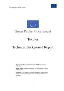 Green Public Procurement – Textiles  Green Public Procurement Textiles Technical Background Report