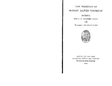 THE WRITINGS OF  HENRY DAVID THOREAV JOURNAL EDITED BY BRADFORD TORREY VIII