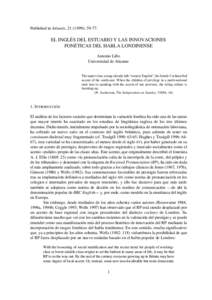 Published in Atlantis, [removed]): [removed]EL INGLÉS DEL ESTUARIO Y LAS INNOVACIONES FONÉTICAS DEL HABLA LONDINENSE Antonio Lillo Universidad de Alicante