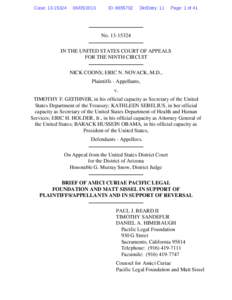 BRIEF OF AMICI CURIAE PACIFIC LEGAL FOUNDATION AND MATT SISSEL IN SUPPORT OF PLAINTIFFS/APPELLANTS AND IN SUPPORT OF REVERSAL