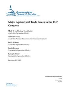 Major Agricultural Trade Issues in the 114th Congress