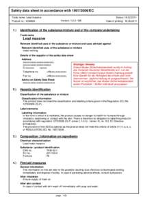 Safety data sheet in accordance withEC Status: Trade name: Lead massive Product no.: VDM006