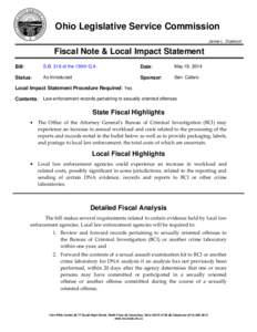 Ohio Legislative Service Commission Jamie L. Doskocil Fiscal Note & Local Impact Statement Bill: