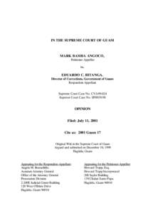 IN THE SUPREME COURT OF GUAM  MARK BAMBA ANGOCO, Petitioner-Appellee vs.