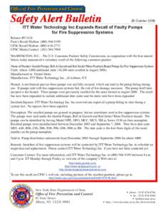 Office of Fire Prevention and Control  Safety Alert Bulletin 26 October 2006