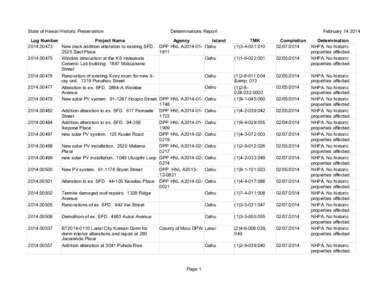 State of Hawaii Historic Preservation  Determinations Report February[removed]