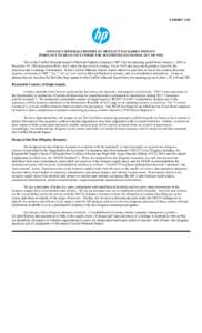 EXHIBIT[removed]CONFLICT MINERALS REPORT OF HEWLETT-PACKARD COMPANY PURSUANT TO RULE 13P-1 UNDER THE SECURITIES EXCHANGE ACT OF 1934 This is the Conflict Minerals Report of Hewlett-Packard Company (“HP”) for the report