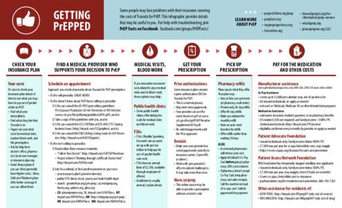 Getting prepPED Check your insurance plan  Some people may face problems with their insurance covering