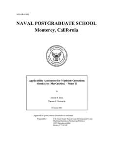 NPS-OR[removed]NAVAL POSTGRADUATE SCHOOL Monterey, California  Applicability Assessment for Maritime Operations