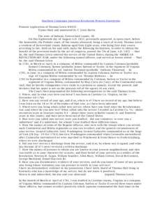 Southern Campaign American Revolution Pension Statements Pension Application of Thomas Lewis W8032 Transcribed and annotated by C. Leon Harris The state of Indiana, Switzerland county, SS: On this Eighteenth day of Augus