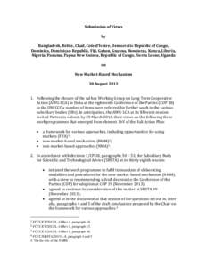 Submission of Views by Bangladesh, Belize, Chad, Cote d’Ivoire, Democratic Republic of Congo, Dominica, Dominican Republic, Fiji, Gabon, Guyana, Honduras, Kenya, Liberia, Nigeria, Panama, Papua New Guinea, Republic of 