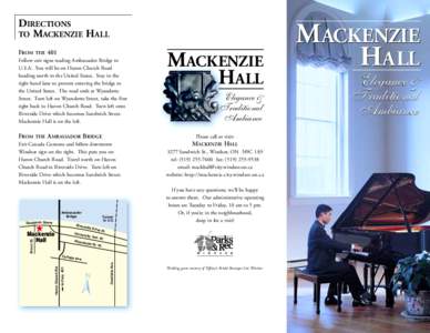 DIRECTIONS TO MACKENZIE HALL FROM THE