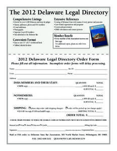 The 2012 Delaware Legal Directory Comprehensive Listings Extensive References  Convenient Format