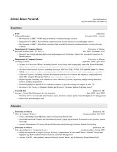 Resume - Jeremy James Nickurak