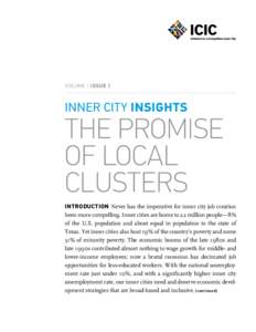 VOLUME 1 ISSUE 1  INNER CITY INSIGHTS THE PROMISE OF LOCAL