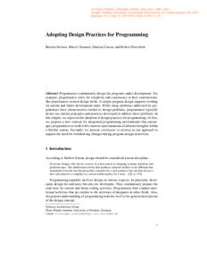 In Hasso Plattner, Christoph Meinel, and Larry Leifer (eds.) Design Thinking Research: Measuring Performance in Context (pagesSpringerdoi:4_14) Adopting Design Practices for Progr