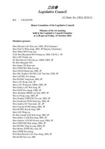 立法會 Legislative Council LC Paper No. CB[removed]Ref : CB2/H/5/09 House Committee of the Legislative Council Minutes of the 1st meeting