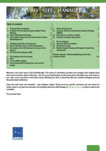 EURO – SITE – MANAGER ISSUE 6 - May 2011 Table of contents 1.	 Protected Sites and Species			 1.1	 Feedback from the latest European Habitats Forum