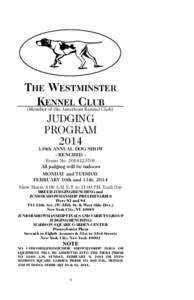 THE WESTMINSTER KENNEL CLUB (Member of the American Kennel Club) JUDGING PROGRAM 2014