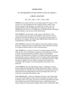 LEGISLATION BY THE PRESIDENT OF THE UNITED STATES OF AMERICA A PROCLAMATION [No. 1653—Mar. 2, 1923—42 Stat[removed]WHEREAS, by section 9 of the Act of Congress approved August 9, 1921