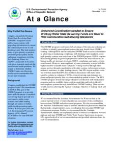 Enhanced Coordination Needed to Ensure Drinking Water State Revolving Funds Are Used to Help Communities Not Meeting Standards, 12-P-0102, December 1, 2011