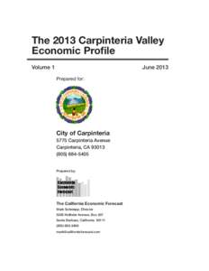 The 2013 Carpinteria Valley Economic Profile Volume 1 