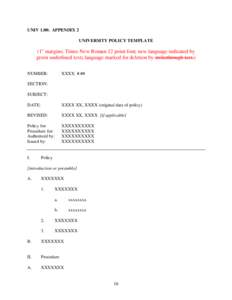 UNIV 1.00: APPENDIX 2 UNIVERSITY POLICY TEMPLATE (1