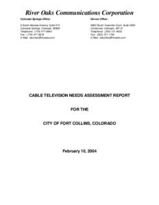 River Oaks Communications Corporation Colorado Springs Office: Denver Office:  8 South Nevada Avenue, Suite 515