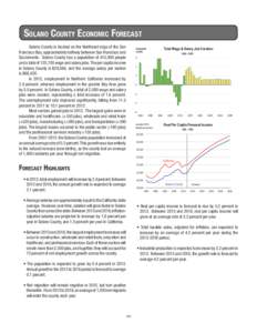 Solano County Economic Forecast Solano County is located on the Northeast edge of the San Francisco Bay, approximately halfway between San Francisco and Sacramento. Solano County has a population of 415,900 people and a 