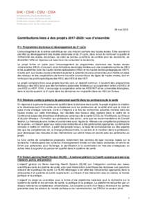 26 maiContributions liées à des projets: vue d’ensemble P-1: Programmes doctoraux et développement du 3e cycle L’encouragement de la relève scientifique est une mission centrale des hautes école