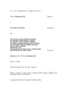 R. v. Van der Peet / Section Thirty-five of the Constitution Act / R. v. Gladstone / R. v. Sparrow / Reasons of the Supreme Court of Canada by Justice Binnie / Law / Case law / Canada