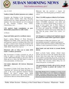 ember 18, 2008  SUDAN MORNING NEWS http://sudan.usembassy.gov/  June 22, 2010