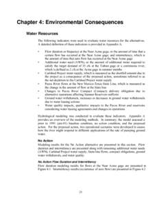 Chapter 4: Environmental Consequences Water Resources The following indicators were used to evaluate water resources for the alternatives. A detailed definition of these indicators is provided in Appendix A. • •