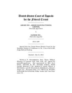 United States Court of Appeals for the Federal Circuit ______________________ AMGEN INC., AMGEN MANUFACTURING LIMITED,