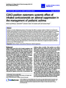 CSACI position statement: systemic effect of inhaled corticosteroids on adrenal suppression in the management of pediatric asthma