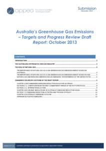 Submission December 2013 Australia’s Greenhouse Gas Emissions – Targets and Progress Review Draft Report: October 2013