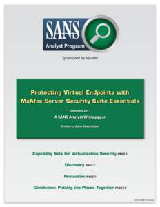 Sponsored by McAfee  Protecting Virtual Endpoints with