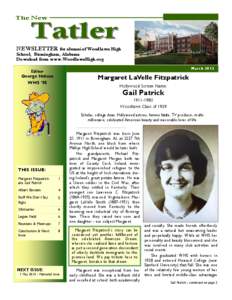 The New  Tatler NEWSLETTER for alumni of Woodlawn High School, Birmingham, Alabama Download from www.WoodlawnHigh.org