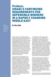 Preface: ISRAEL’S CONTINUING REQUIREMENTS FOR DEFENSIBLE BORDERS IN A RAPIDLY CHANGING MIDDLE EAST