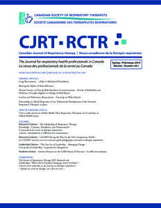 Canadian Society of Respiratory Therapists / Respiratory therapy / Medicine / Canadian Journal of Respiratory Therapy