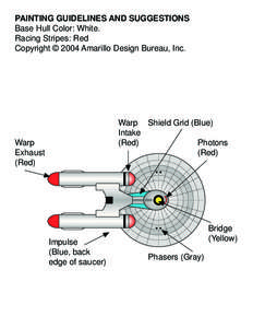 PAINTING GUIDELINES AND SUGGESTIONS Base Hull Color: White. Racing Stripes: Red Copyright © 2004 Amarillo Design Bureau, Inc.  Warp Shield Grid (Blue)