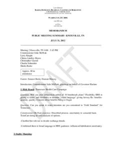 LAW OFFICES  BAKER, DONELSON, BEARMAN, CALDWELL & BERKOWITZ A PROFESSIONAL CORPORATION 920 MASSACHUSETTS AVE NW • SUITE 900