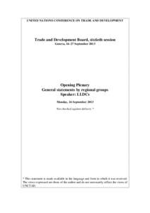 60th Session of the Trade and Development Board – UNCTAD