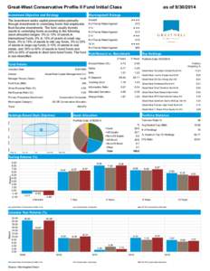 Great-West Conservative Profile II Fund Initial Class Investment Objective and Strategy Morningstar® Ratings  The investment seeks capital preservation primarily