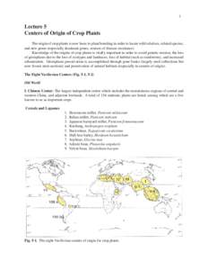 Lecture 5  1 Lecture 5 Centers of Origin of Crop Plants