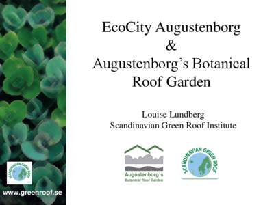 EcoCity Augustenborg & Augustenborg’s Botanical Roof Garden Louise Lundberg Scandinavian Green Roof Institute